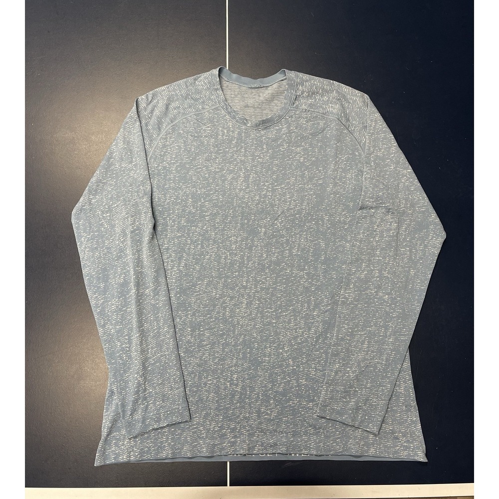 Lululemon Men's Metal Vent Tech Long Sleeve Athletic Shirt Size L Blue Pattern